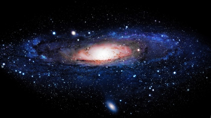 Andromeda Galaxy with a smaller galaxy below