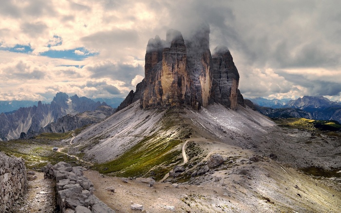 Tre Cime di Lavaredo mountains in the Dolomites, Italy