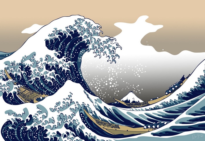 The Great Wave off Kanagawa with Mount Fuji