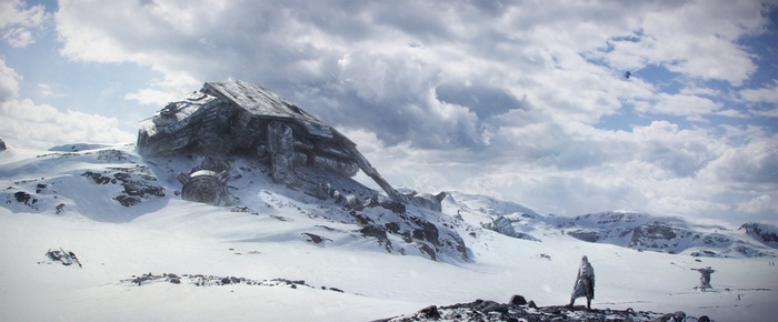 Star Wars: Battlefront crashed spaceship in snowy landscape