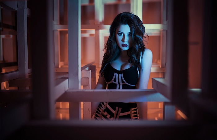 Julia Pushman in a black dress