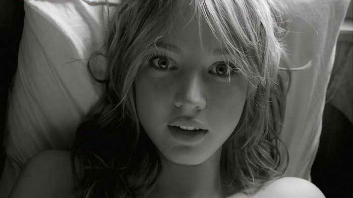 Monochrome portrait of a young woman