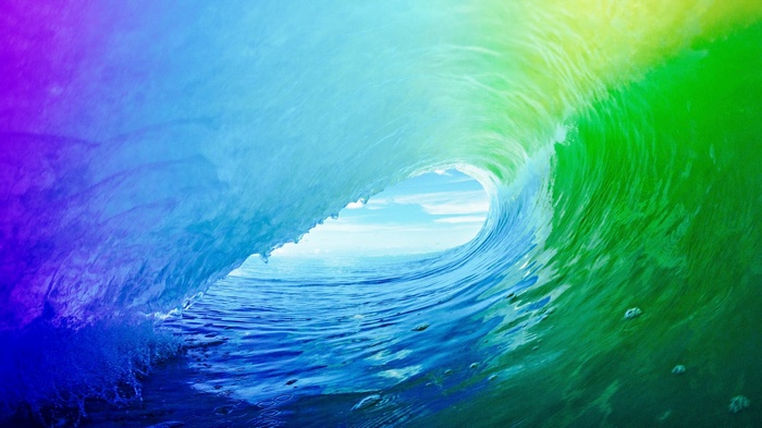Colorful wave crashing in the ocean
