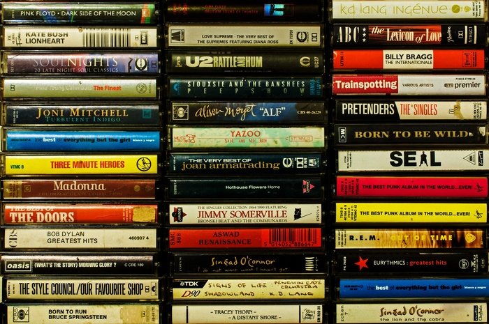 Collection of music cassette tapes