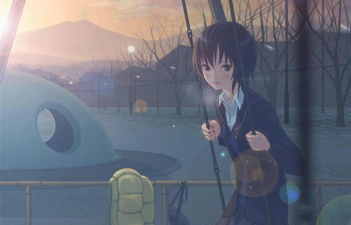 Nanasaki Ai on a swing in Amagami