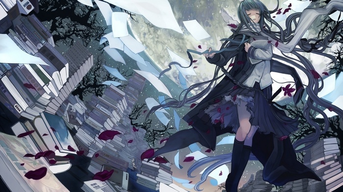 Bungaku Shoujo: Amano Tooko with Books and Moon