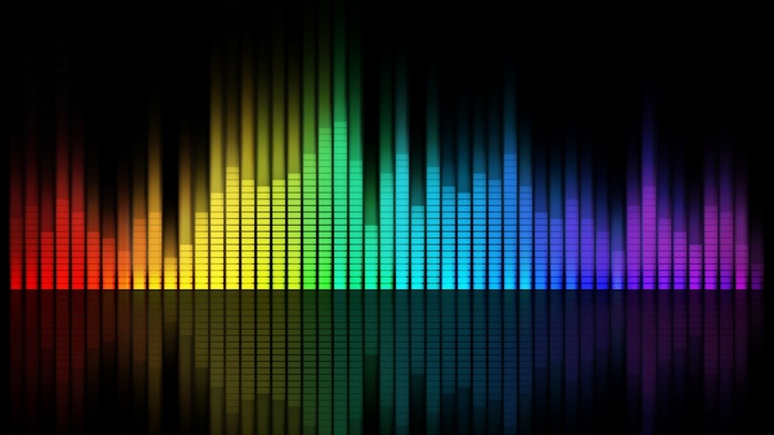 Abstract colorful sound equalizer bars with reflection