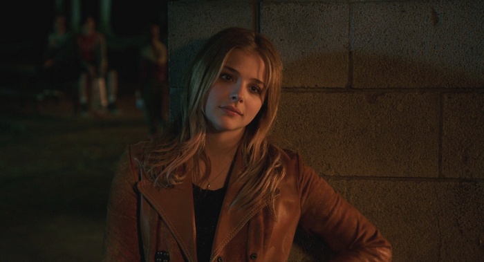 Chloë Grace Moretz in a leather jacket