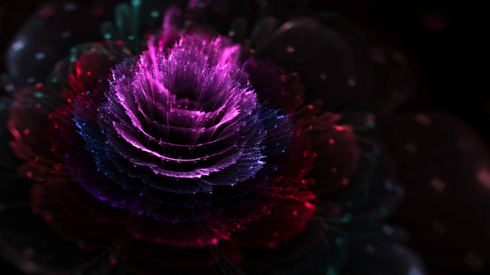 Abstract fractal flower with pink and blue petals