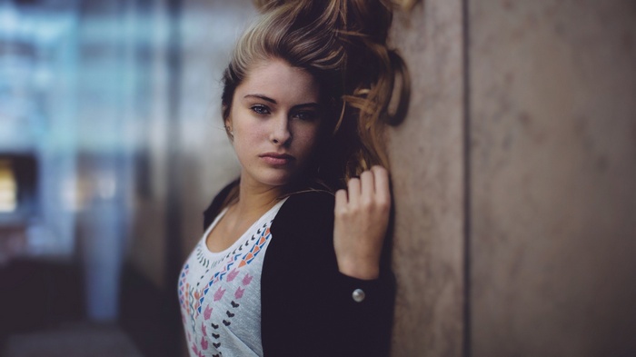 Camille Rochette with blonde hair and blue eyes