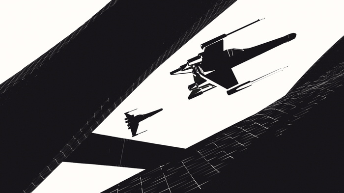 Star Wars X-wings in monochrome