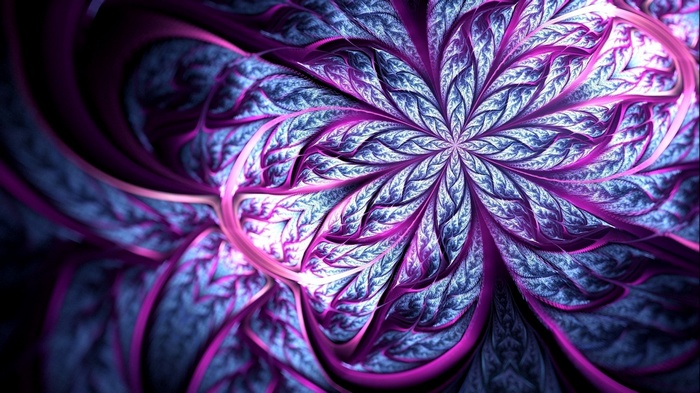 Abstract fractal flower with purple and blue petals