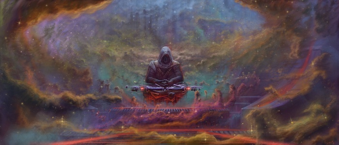 Sith meditating in a nebula