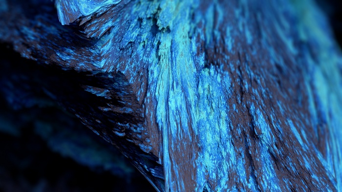 Abstract blue mineral render with depth of field