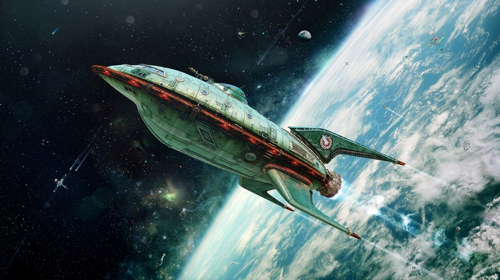 Earth, planet, space, futuristic, vintage, rocket, digital art, realistic, bokeh, planet express, Futurama, spaceship, universe, satellite, 3D, artwork