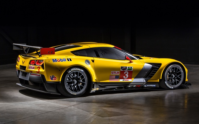Yellow Chevrolet Corvette C7.R GTLM race car