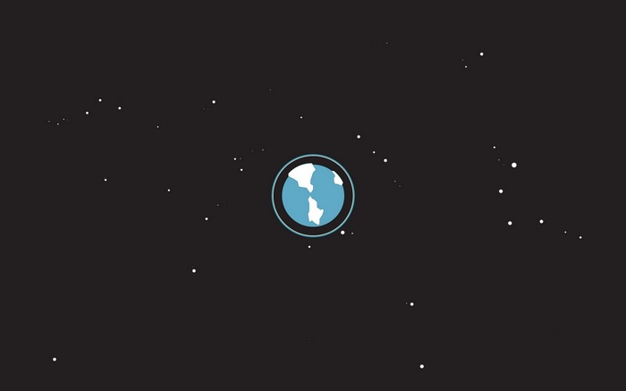 Minimalist Earth in space with stars