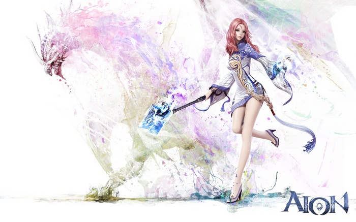Aion Online: Woman with Dragon and Staff