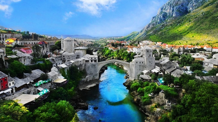 The Stari Most bridge over the Neretva River in Mostar
