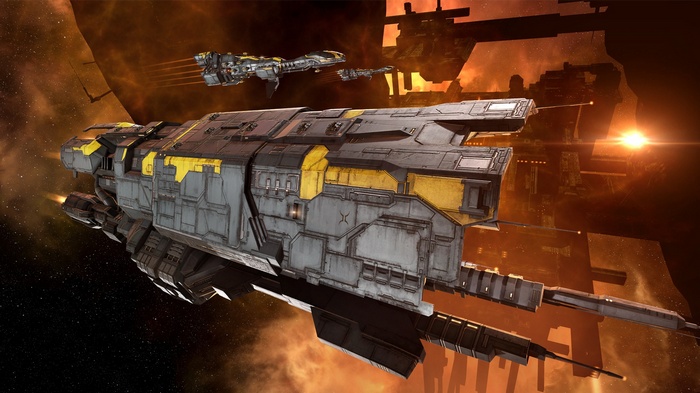 Spaceships in EVE Online with Minmatar design