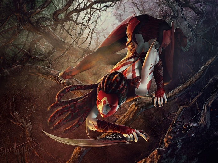 Magic: The Gathering artwork of a fantasy assassin