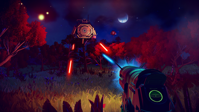 No Man's Sky alien planet combat scene