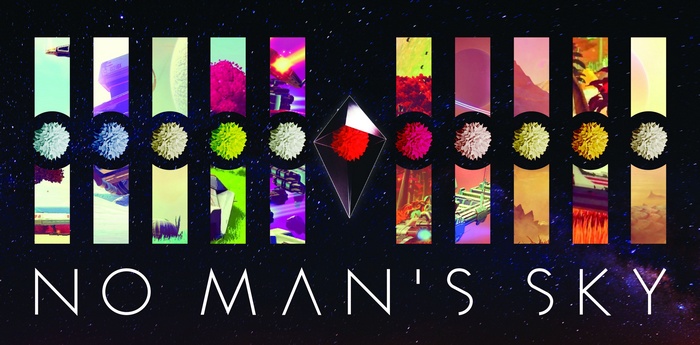 No Man's Sky game art with geometric logo