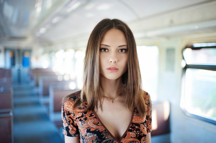 Catherine Timokhina in a train
