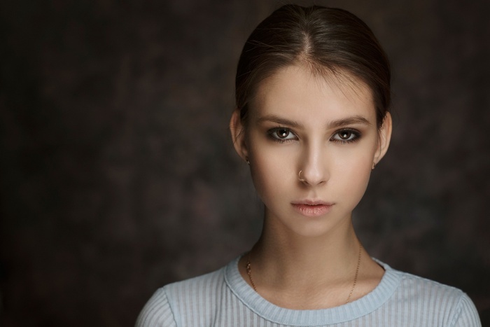 Portrait of Elena Aksenova with nose ring