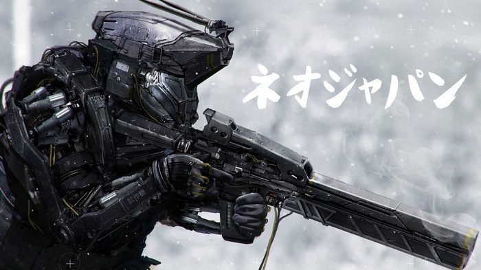 Neo Japan 2202, futuristic, soldier, artwork, cyborg, digital art, military, robot, gun