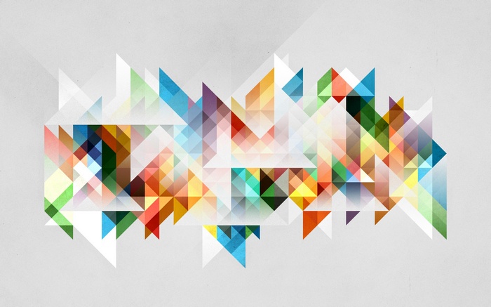 Colorful abstract geometric shapes on a light gray background