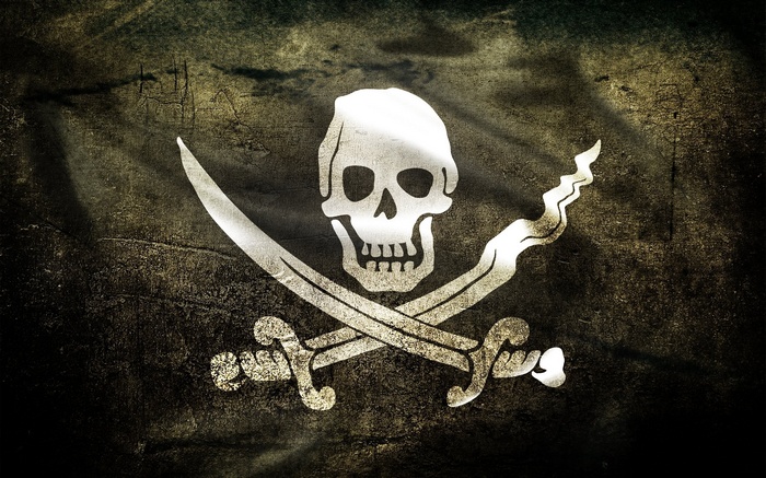 Jolly Roger pirate flag with crossed swords