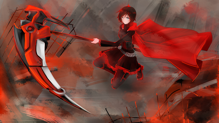 Ruby Rose with Crescent Rose scythe in RWBY