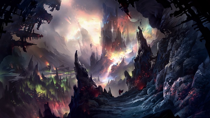Fantasy art illustration of a colorful alien landscape