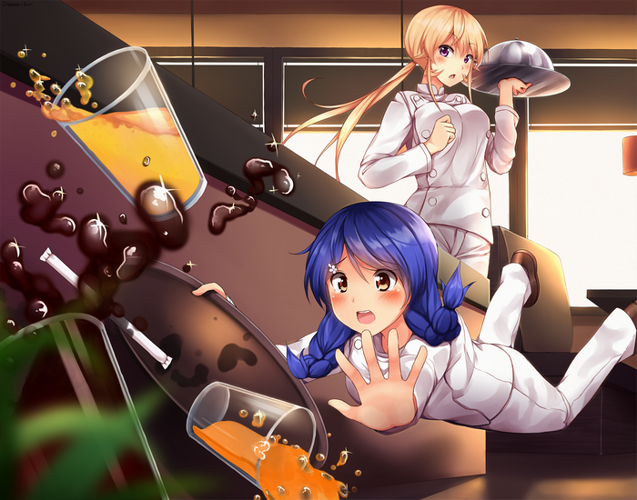 Erina Nakiri and Megumi Tadokoro in Shokugeki no Souma
