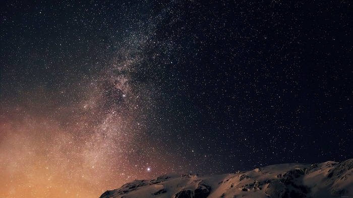 Milky Way Galaxy over Snowy Mountains