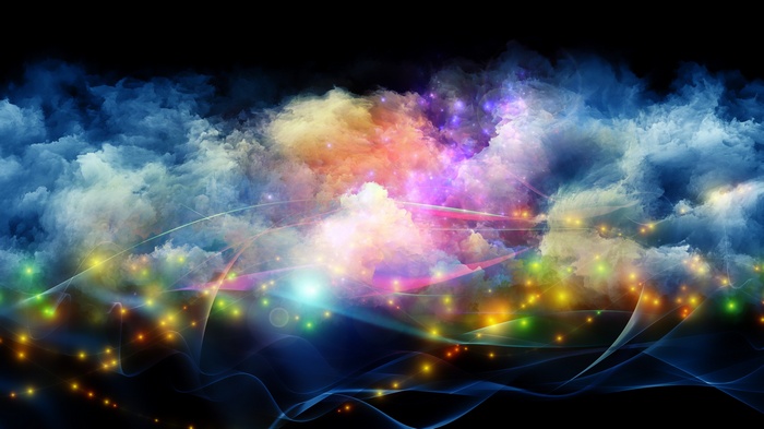 digital art, space, black background, colorful, glowing, waves, smoke, abstract, minimalism, galaxy
