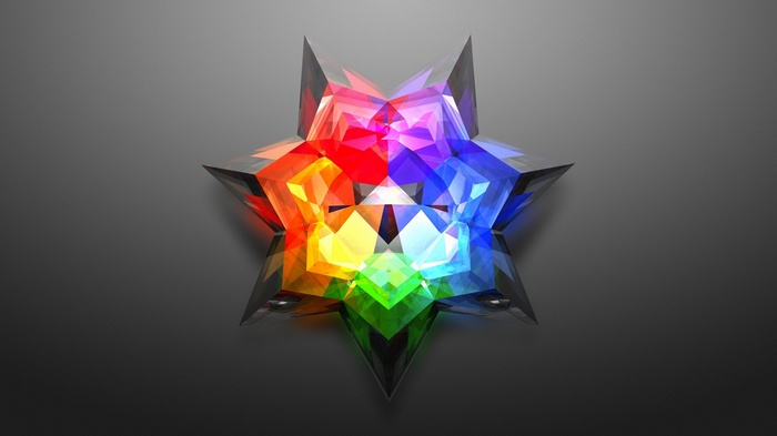 Abstract colorful geometric star on gray background