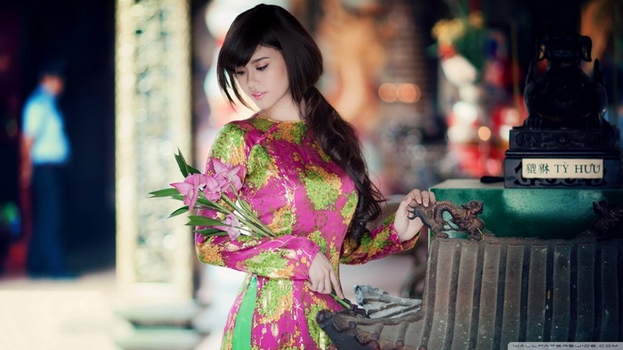 vietnamese, Asian, women, áo dài