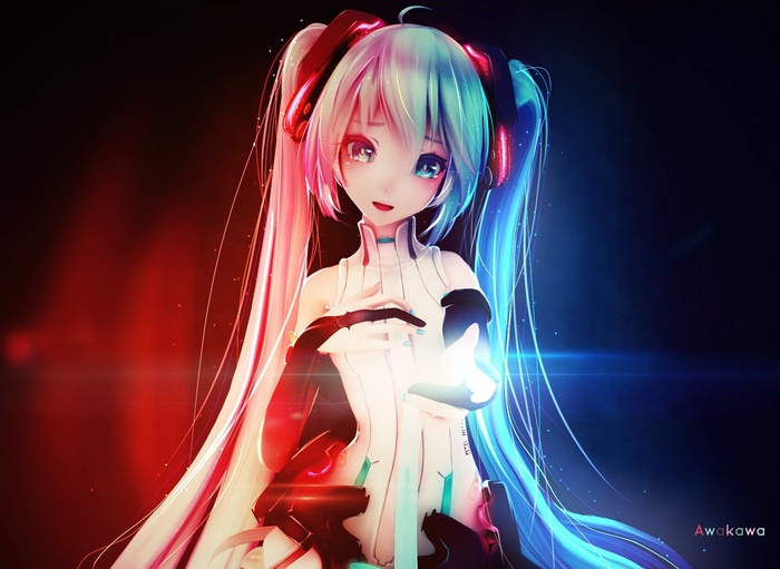 Hatsune Miku with Red and Blue Lighting