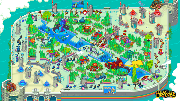 League of Legends isometric pixel art map