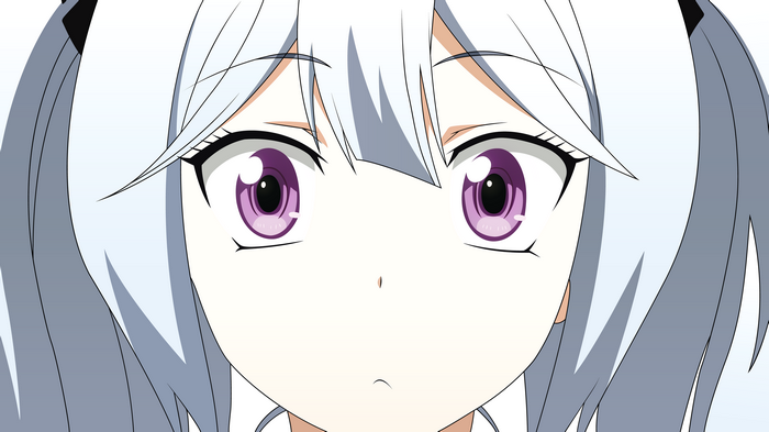 Sakai Tama from D-Frag! with silver twintails and purple eyes