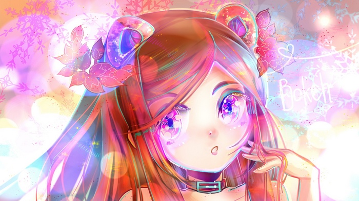 Anime girl with pink hair and bear ears