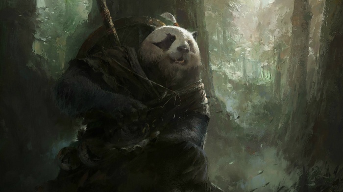 Pandaren Warrior in a Forest - World of Warcraft