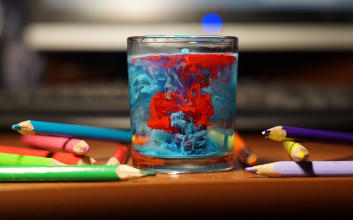 Paint Splatter in Glass with Pencils