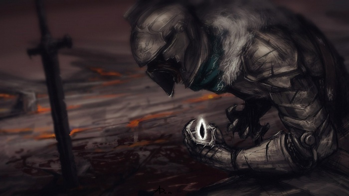 Dark Souls II Knight Holding a Glowing Soul