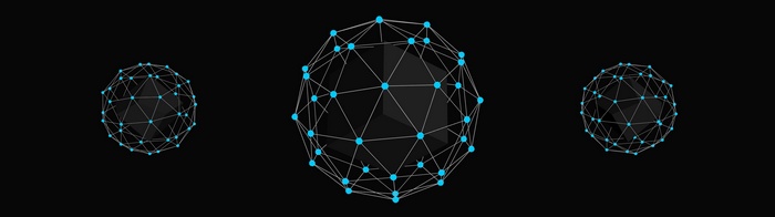 Three geometric spheres with connected nodes