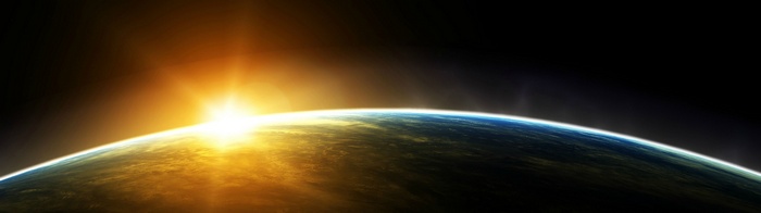 Sunrise over planet Earth from space