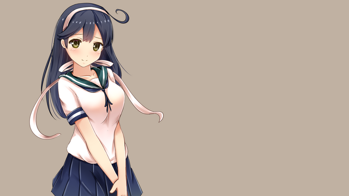 Ushio from Kantai Collection wearing a school uniform