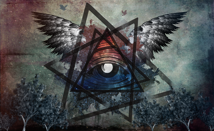 The Eye of Providence with Wings and Geometric Shapes